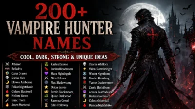 200+ vampire hunter names featuring cool, dark, strong, and unique ideas