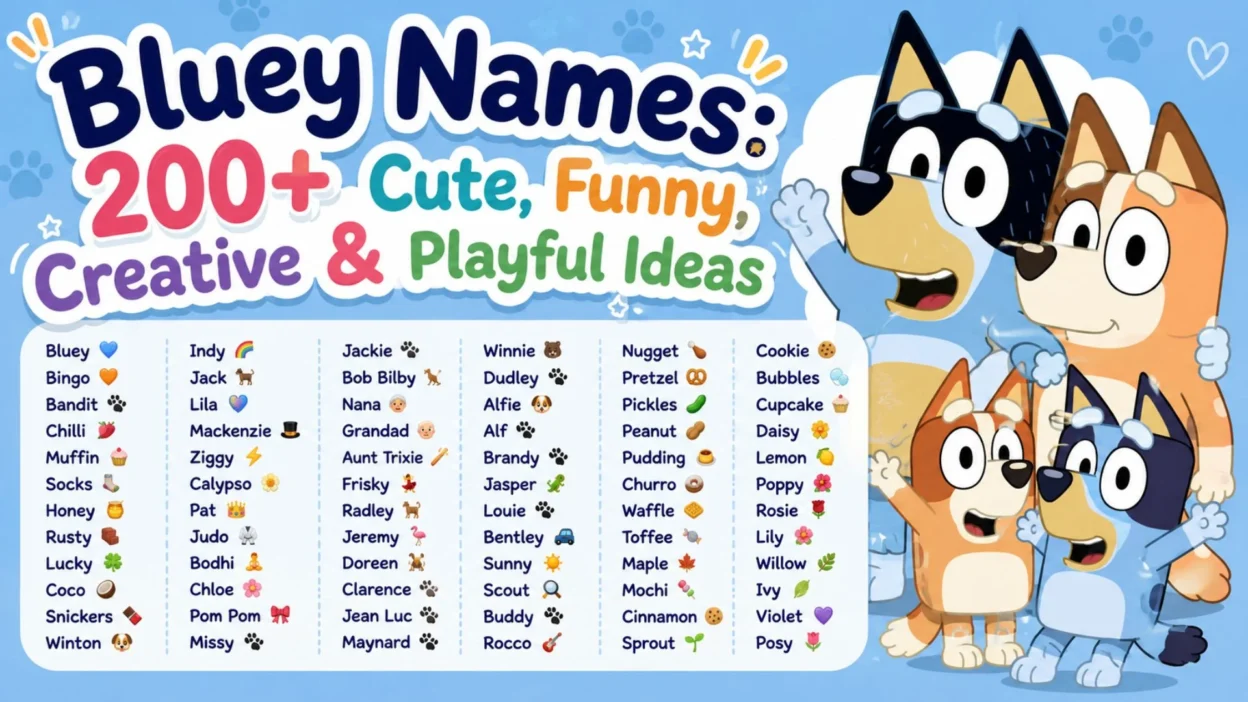 Bluey Names with 200+ cute, funny, creative, and playful name ideas