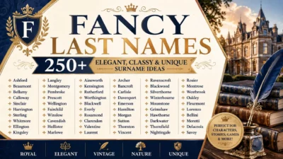 Fancy last names with elegant, classy, royal, and unique surname ideas