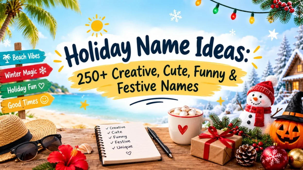 Holiday name ideas with creative, cute, funny, and festive name suggestions