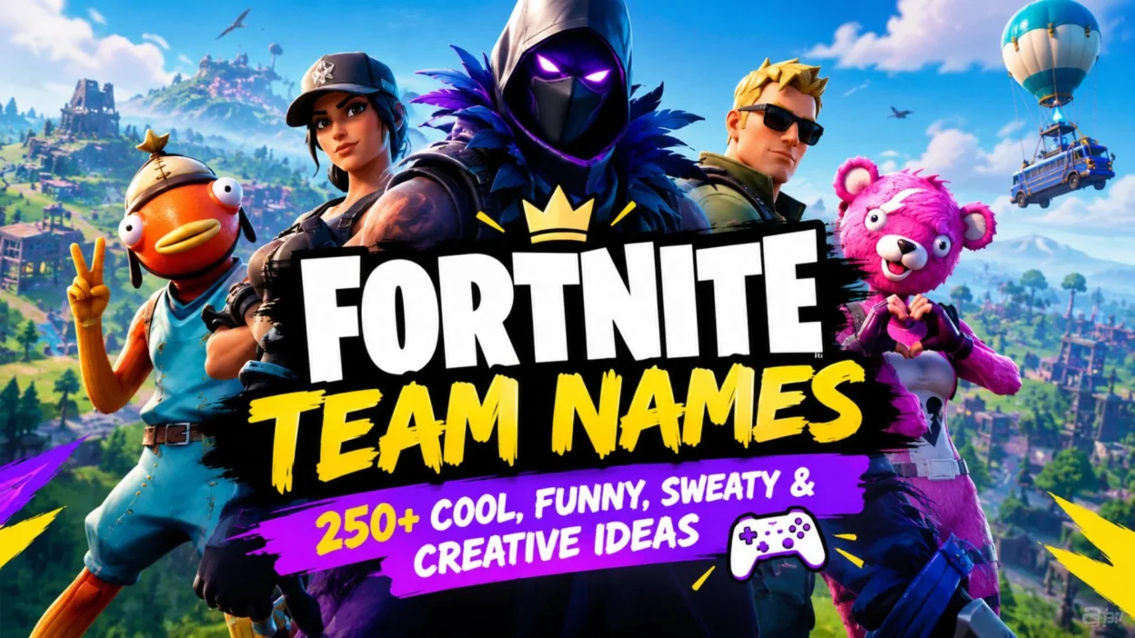 Fortnite team names featuring cool, funny, sweaty, and creative gaming ideas