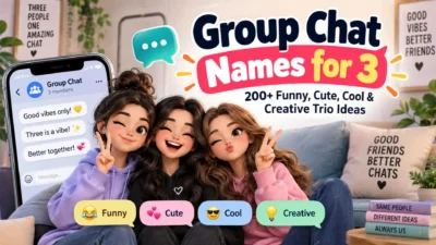 Group chat names for 3 friends with funny, cute, cool, and creative trio ideas