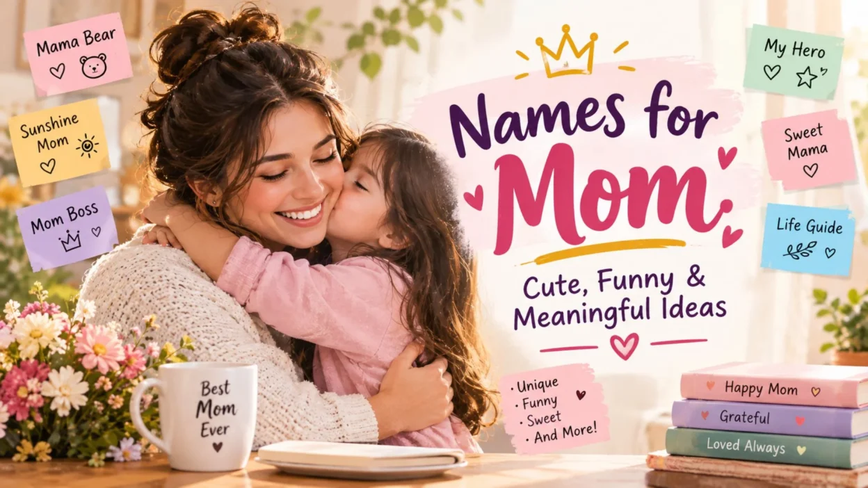 Mother and daughter embracing with cute and meaningful names for mom