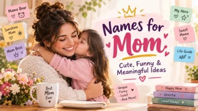 Mother and daughter embracing with cute and meaningful names for mom