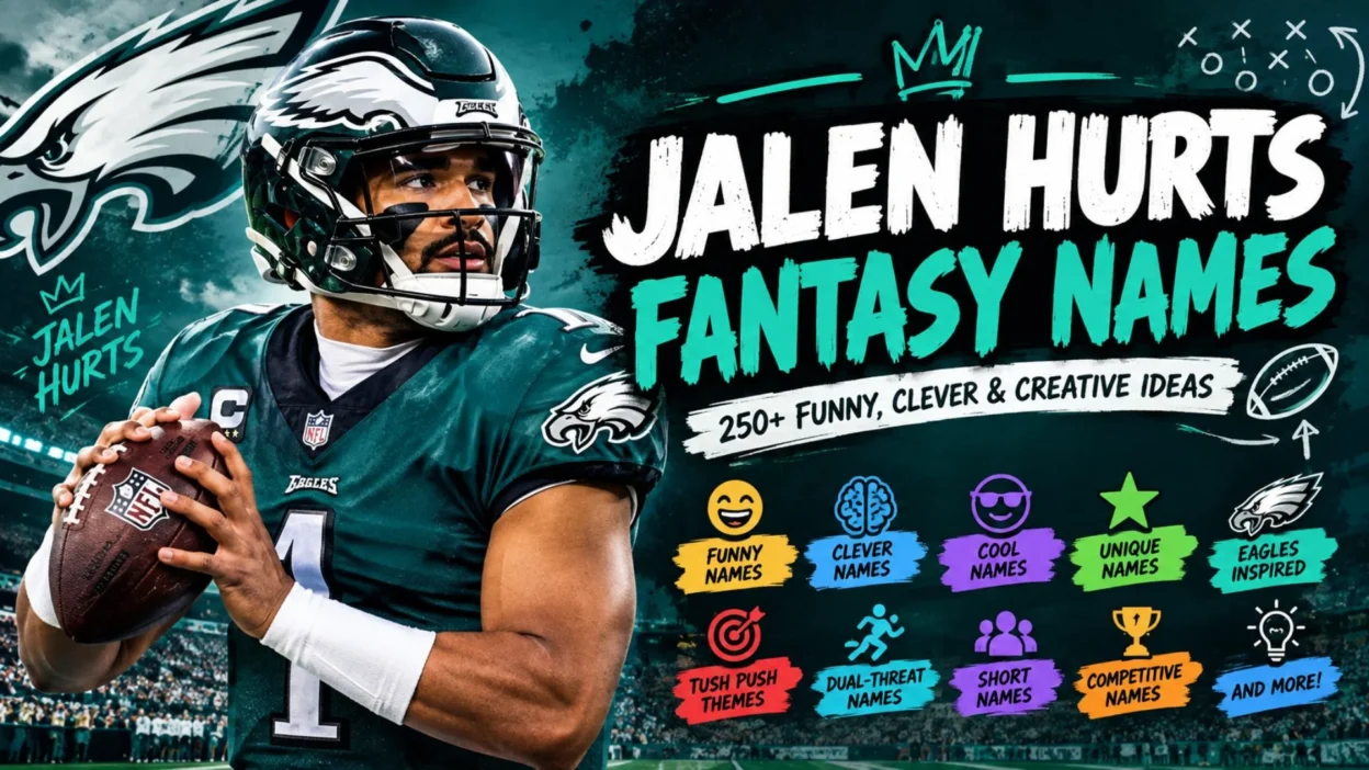 Jalen Hurts fantasy names with football and Eagles-inspired fantasy team ideas