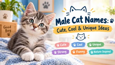 Male cat names with a cute gray tabby kitten and colorful naming ideas