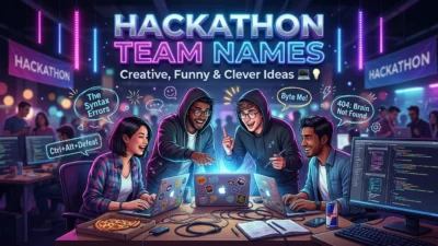Creative, funny, and clever hackathon team name ideas for coding competitions.
